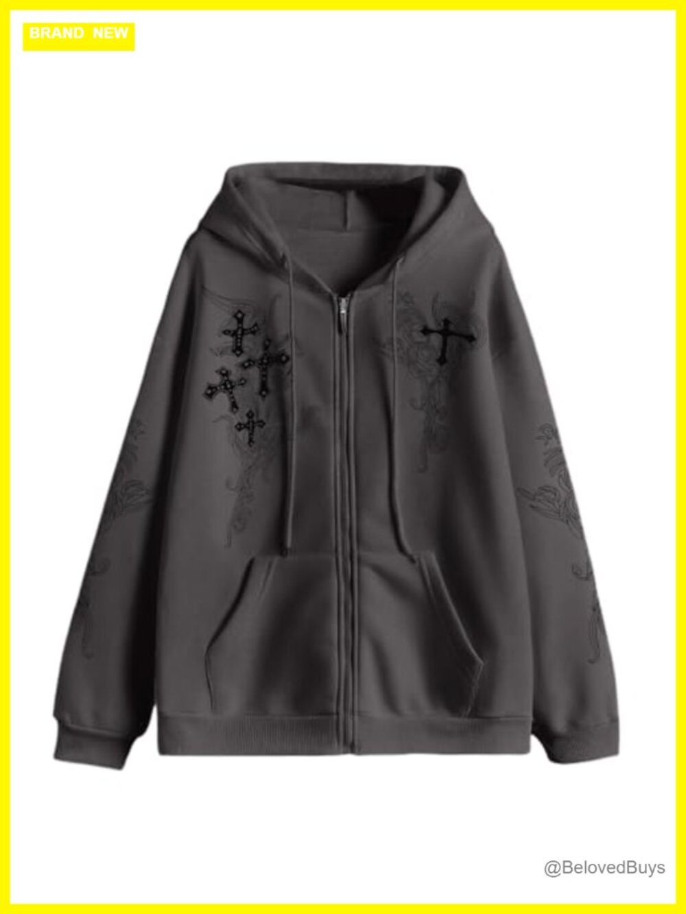 Women's Y2K Grunge Zip Up Hoodie Oversized Graphic Streetwear Sweatshirt